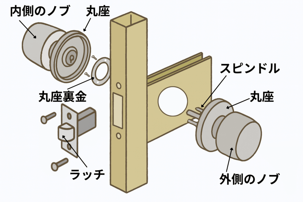 ドアノブの構造説明図